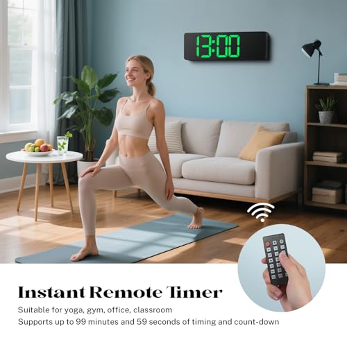 Image of Digital Wall Clocks,16 inch Large Display LED Digital Clock with Remote Control,LED Wall Clock with 8 RGB Color Night Light,Alarm,Date,Week,Temp,DST for Living Room & Office