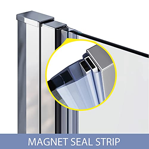 Elegant 36" W X 72" H Bifold Shower Enclosure Bathroom Shower Doors 6Mm Safety Bi-Fold Glass,Hinged Frameless Shower Door With 1/4" Clear Glass,Reversible Folding Shower Door,Chrome Finish #TOP2