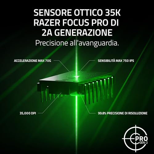 Viper V3 Pro - Mouse da gioco Esports senza fili ultraleggero (HyperPolling 8K Hz, design leggero 54g, sensore Focus Pro 35K DPI, HyperSpeed Wireless, 95 ore di durata della batteria) Nero - Mouse gaming - Immagine 5