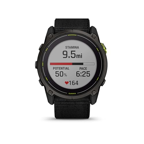 Image of Garmin Enduro 3, Solar, Sapphire, Ultraperformance GPS Smartwatch, 90 Days Battery Life, Detailed Mapping, Built-in LED Flashlight, Carbon Gray DLC Titanium with Black Ultrafit Nylon Strap Bundle