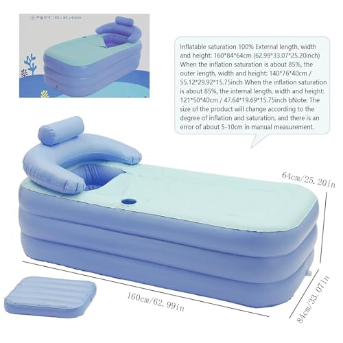 Aufblasbare Badewanne für Dusche | Tragbare Hydromassage Badewanne aus PVC mit Sitzmatte | Spa Bad für Erwachsene Männer Frauen | Ideal für Ehemann Sohn Tochter