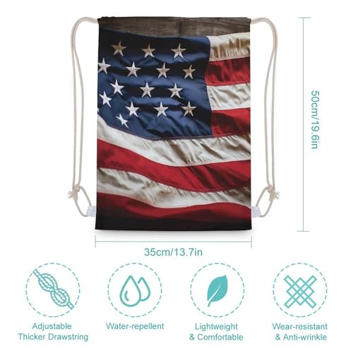 Drawstring Bag Backpack American Flag Sackpack Foldable String Bags Sports Gym Bag for Shopping Yoga2