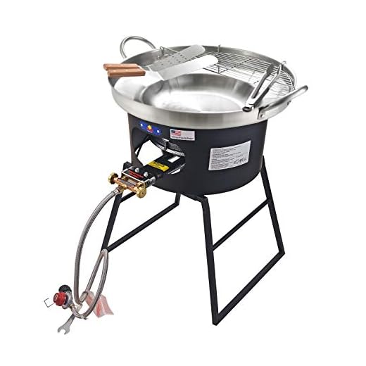 ARC, 23" Heavy Duty Stainless Steel Concave Comal Set with 80,000BTU Propane Burner Stove and Burner Stand, Discada Disc Cooker, Great for Backyard and Outdoor Cooking