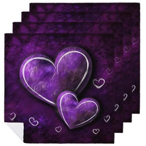 Servilletas de Tela Purple Hearts 4 Piezas miniatura 1