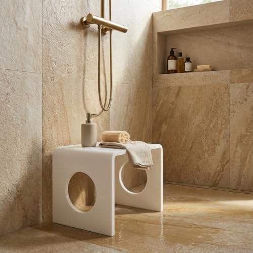 Image of Premium 15mm Thick Acrylic Bathroom Stool, Heavy Duty Multipurpose Sitting Patla for Shower and Home Rust Free Modern Home Decor Seat, 12x15x12Inches (Matt)