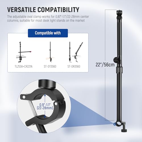 Image of NEEWER Overhead Camera Mount Arm with Phone Clip, 22 inch /56cm 180&360 2 Section Flexible Holding Arm for Desk Stand, Fits 0.87 inch-1.1 inch Tube, 5.5lb /2.5kg Max Load for Camera LED Ring Light Mic, DS009 | 22 inch /56cm Clamp on Flexible Holding Arm for Desk Stand, 180& 360 Adjustable Fits 0.87 inch-1.1 inch Tubes