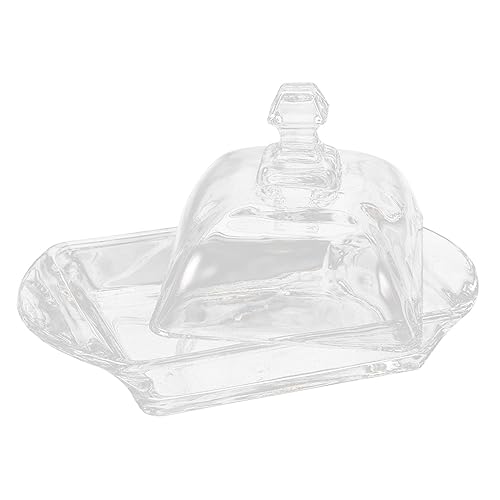 Zerodeko Mantequera con Tapa de Vidrio Recipiente para Caja para Conservar el Queso Fresco Multiusos para Cocina Almacenamiento de Postres