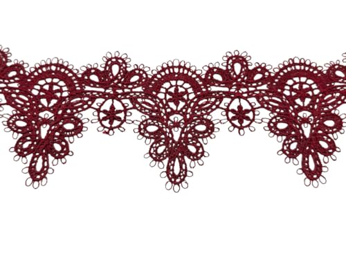 Dark Cherry Red/Burgundy Ornate Lace Choker simple wide scalloped gothic band 12 to15 adjustable2