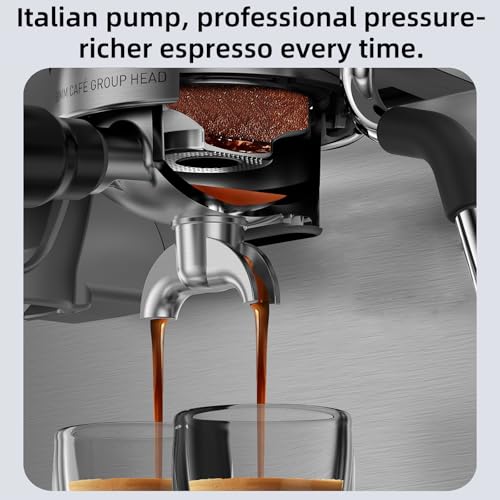 Image of (2026 Upgrade) 15 Bar Espresso Machine with Built-in Anti-Clog Coffee Grinder, Expresso Coffee Machines with Milk Steam Wand /Frother /Tamping Tools,Espresso Maker with Grinder for Lattes-Almond