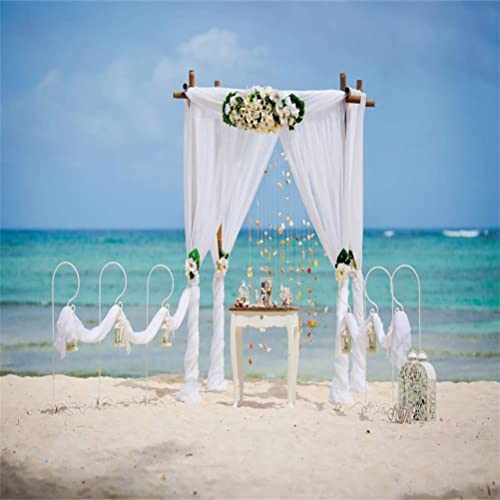AOFOTO 10x10ft Seaside Wedding Arch Backdrop for Photography Table Sand