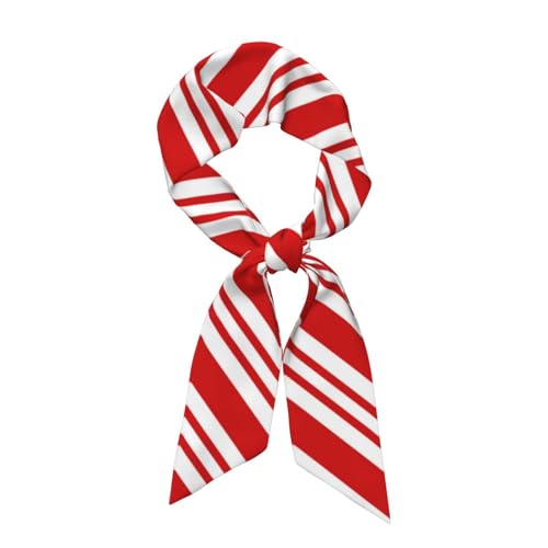 DZUAIKIT Candy Cane Satin Neck Scarf for Womens Silky Smooth Neck Scarves Long Thin Hair Headbands