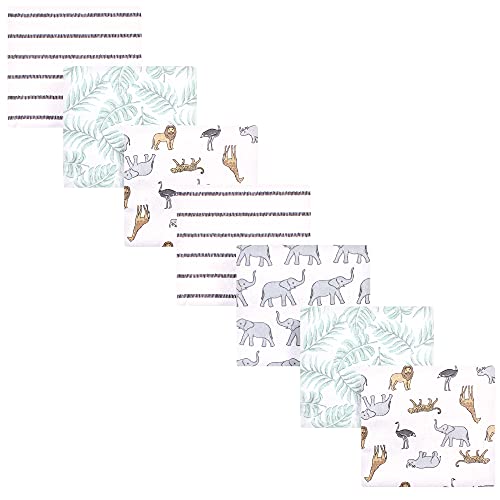 Image of Hudson Baby Unisex Baby Cotton Flannel Receiving Blankets Bundle, Modern Neutral Safari, One Size