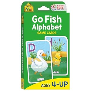 School Zone Go Fish Alphabet Game Cards: Preschool, Kindergarten, 1st Grade, ABC’s, Matching, Uppercase and Lowercase Letters, Word-Picture Recognition, Animals, Ages 4+, Packaging May Vary Cards – April 24, 2019