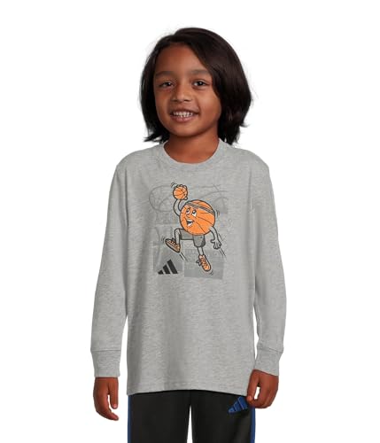 adidas Boys' Long Sleeve Sport Graphic Heather Tee
