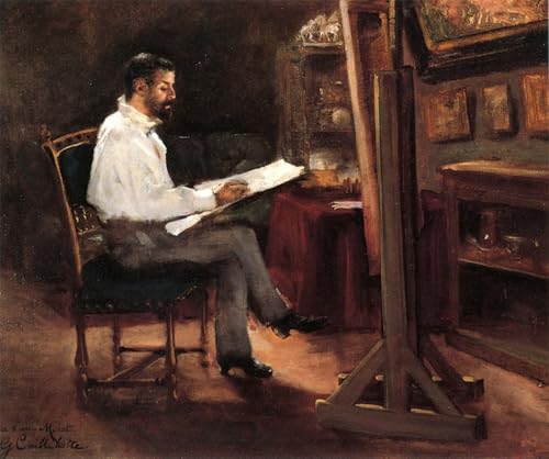 Tableau Toile Gustave Caillebotte Peintre Morot dans son atelier Décoration Murale 60x90cm