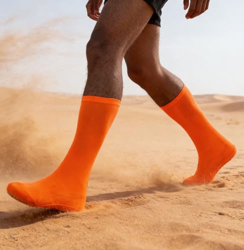 Desert Sandproof Shoes Cover Non Slip Sand Shoes Covers Reusable Shoes Protectors Covers Anti-Sand Shoe Covers for Men Women Outdoor Desert Walking Hiking Camping, Desert Travel, Beach Sports (orange)