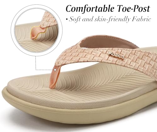 Image of KuaiLu Womens Flip Flops Arch Support Yoga Mat Cushioned Thong Sandals | Ladies Comfortable Walking Slides For Plantar Fasciitis Slip On Indoor Outdoor For Summer
