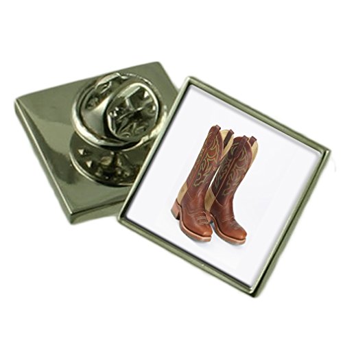 Bottes de cow-boy en argent sterling sous forme d'épinglette avec écrin cadeau