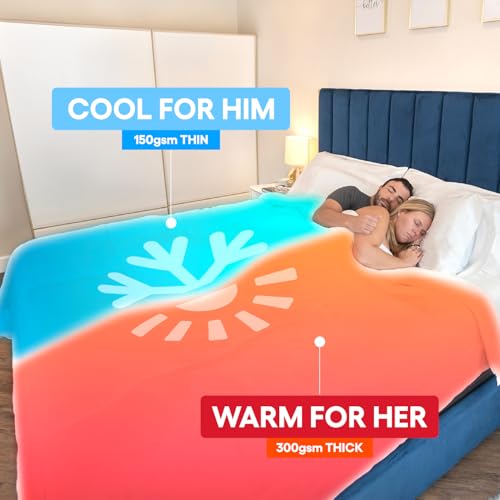 SöMN Kömforte Microfiber Dual Zone Comforter, His and Hers Blankets for Couples, Cool & Warm Two Temperature Comforter, Alternative Down Duvet Insert, Wedding Gift (White, European King) - 5