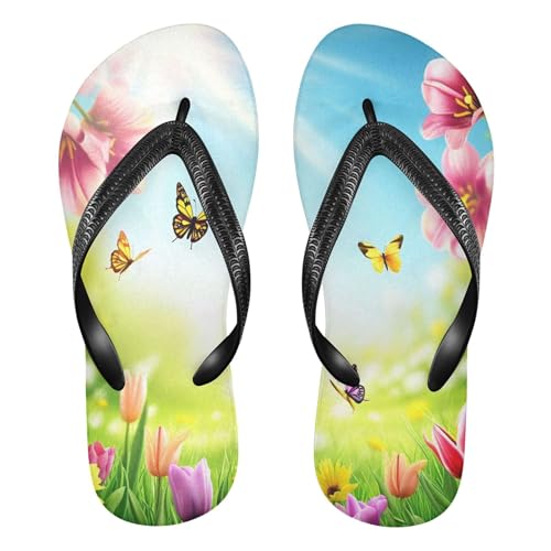 Burbuja Hello Spring Flip Flops for Women Men, Soft Thong Sandals Rubber Slippers for Pool Beach Essentials