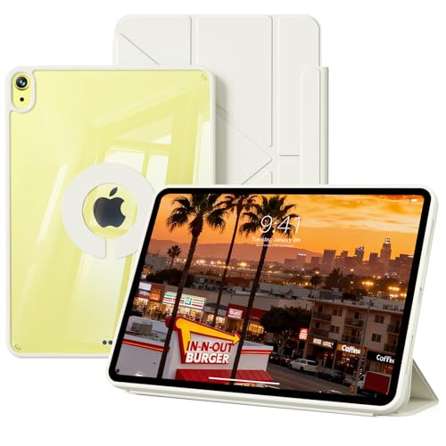 Etui do iPada A16 11. generacji 11 cali 2025 i iPad 10. generacji 10,9 cala 2022, zdejmowany magnetyczny obrotowy przezroczysty twardy tył z poliwęglanu, automatyczne budzenie/uśpienie, Trifold i