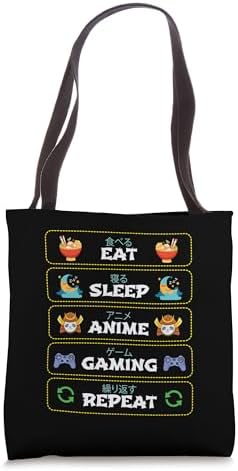 Eat Sleep Anime Gaming Repeat Video Game Gift Costume Tote Bag image 5