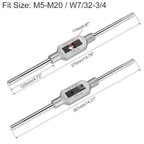 TA-VIGOR Adjustable Tap Wrench Handle, for Metric M5-M20 W7/32-3/4 Taps - Image 2
