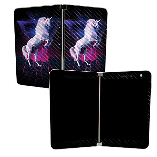 Image of MightySkins Carbon Fiber Skin for Microsoft Surface Duo - Unicorn Rave | Protective, Durable Textured Carbon Fiber Finish | Easy to Apply, Remove, and Change Styles | Made in The USA
