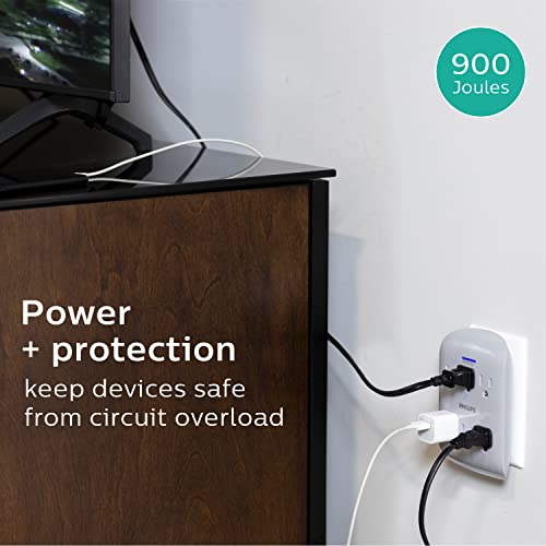 image for Philips 6-Outlet Extender Surge Protector, 900 Joules, 3-Prong, Space 