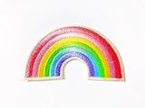 TH Pastel Rainbow Cute Cartoon Logo Patches Sew Iron on Embroidered Applique Badge Sign Patch Clothing Costume