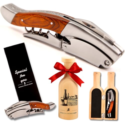 Semecca® Wine Opener – Professional Waiter’s Corkscrew, Double Hinged Wine Key, Wine Bottle Opener with Wooden Gift Box, Gift for Wine Lovers (Rosewood)