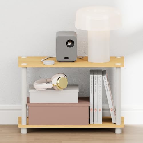 Image of Furinno Turn-N-Tube Night Stand, Rectangle Nightstand with Open Shelf, Toolless Assembly Side Table, End Table, for Living Room, Bedroom, Beech