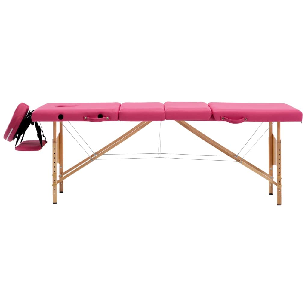 Massageliege Klappbar 4-Zonen mit Holzgestell Rosa,Gesundheit & Schönheit,Körperpflege,Massage & Entspannung,Massagetische,Rosa,24.8 kg-110191