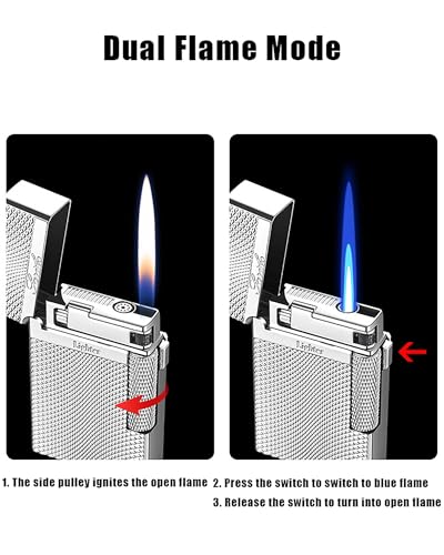 Encendedor clásico 2 en 1 con llama doble, recargable miniatura 2