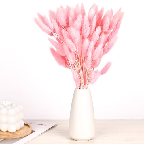 Pampas Decorative Fiori Secchi - 120 Pezzi Bouquet di Pampas Grass Essiccato 30CM Decorazione di Pampas Grass Naturale Fiori Secchi Decorativi per Vaso Matrimoni Feste Decorazioni Boho (Rosa)