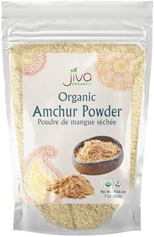 Jiva Organics Organic Amchur Powder 7 ounce Bag - Ground Dried Mango,100% Natural & Non-GMO.
