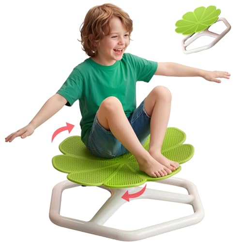 KYZDZQ Spinning Chair for Autistic Kids,Sensory Swivel Chair, 220LBS Weight Capacity, Sensory Toy for ADHD & Autism 3-6 Years Children,Training Body Coordination, Metal Base Non-Slip Design (Green)