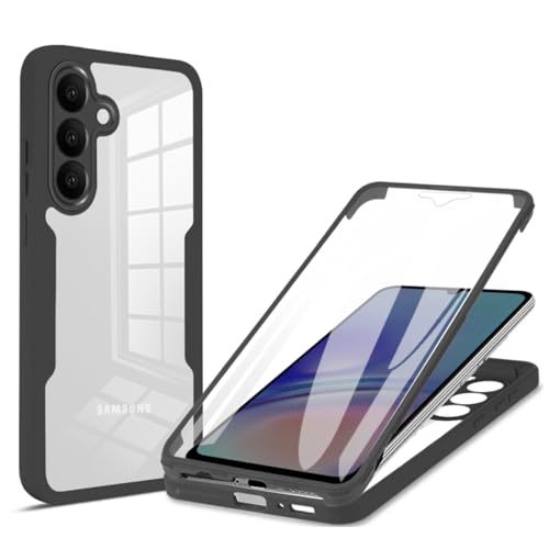 betterfon 360 Degree Case Compatible with Samsung Galaxy S25 FE | Mobile Phone Case Built-in Screen Protector | Black | Smartphone Case Full Protection