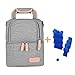 Produktbild Rufun Isolierte Tasche für Brustmilch Lunch Kühler Wärmender Rucksack Wasserdicht, 2 Eisbeutel inklusive (Grau)