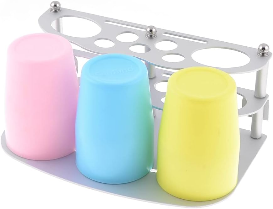 Home Silver Tone Alloy Toothpaste Toothbrush Holder w 3 Cup (id: c32 7ea 2f7 b8a d6b