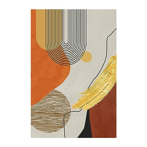 Peinture grand format 90x130cm à lignes dorées pour illuminer et sublimer un salon contemporain