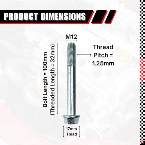 Image of M12-1.25 x 100mm ISO Grade 10.9 Hex Flange Bolt - JIS B1189, Partially Threaded, Japanese Industry Standard Hardware (1pc) (Pack of 2)