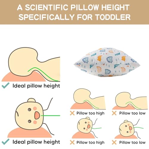 Image of Bunnikins & Clover Toddler Pillows with Pillowcase, 13 inchx18 inch Soft Cotton Kid Pillows for Sleeping, Bedding Small Pillow for Boys and Girls Aged 2-5 Years