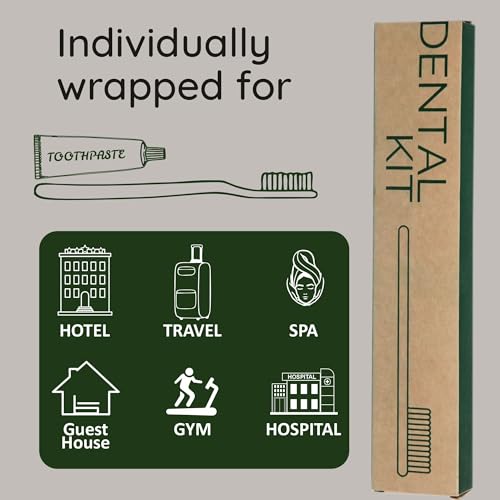 Image of Old Tree Hotel Dental Kit (Set of 100) | Eco-Friendly Guest Amenity Set in Biodegradable Kraft Box | Includes 1 Manual Toothbrush & 8g Toothpaste - Ideal for Hotels, Resorts & Guest Houses