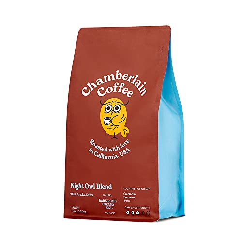Chamberlain Coffee Night Owl Blend, Medium Roast Organic Coffee, Rich And Velvety, Toasty And Creamy, Notes Of Dark Chocolate, Honey Sweetness, Toasted Walnuts, Fresh Ground 12Oz #TOP14