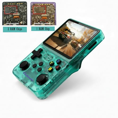 Image of Cubonic CrystalPlay ORIGINAL R36S Dual RAM Retro Gaming Console, Transparent PixelGlass, 3.5-Inch LCD Screen, RK3326 Quad-Core, 15000+ Games, Dual Joystick, Support MAX 256GB Storage, 3000mAh Battery (green)
