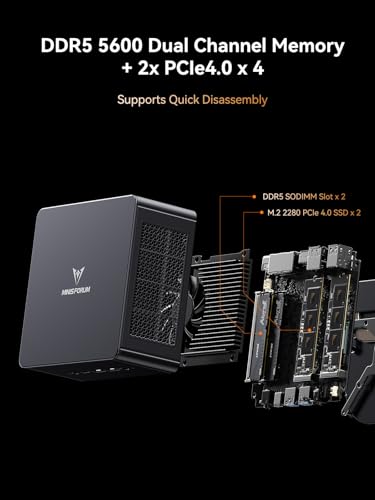 Image of MINISFORUM UM890 Pro Mini PC AMD Ryzen 9 8945HS(8C /16T, up to 5.2GHz) 64GB DDR5 1TB PCIe4.0 SSD, 2xUSB4(PD 8K)|1xHDMI|1xDP Four Outputs, 2x RJ45, BT5.2 4xUSB3.2 AMD Radeon 780M Graphics Micro Computer