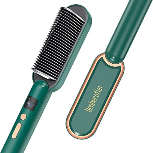 Hair Straightener Brush - Ionic Hair Straightener Comb with 3 Temperature Settings & LED Screen, 30s Fast Heating & Anti-Scald, Professional Women's Hairstyle Tools