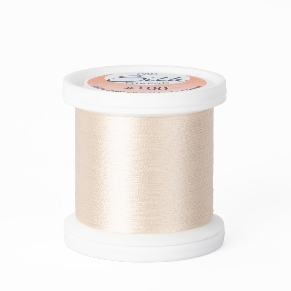YLI Threads Silk Thread – 100 wt Fine Japanese Silk for Appliqué, EPP, and Quilting - Natural White