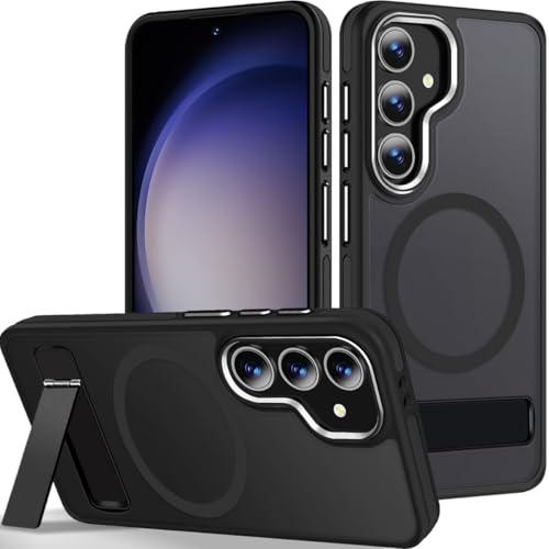 Image of MALEWOLF Stand for Samsung Galaxy S24 Plus Case, Compatible with Magsafe, Matte Rugged Cover with Mil-Grade Drop Protection, Galaxy S24+Plus Phone Case Magnetic, Slim, Anti-Slip Grip (Black)